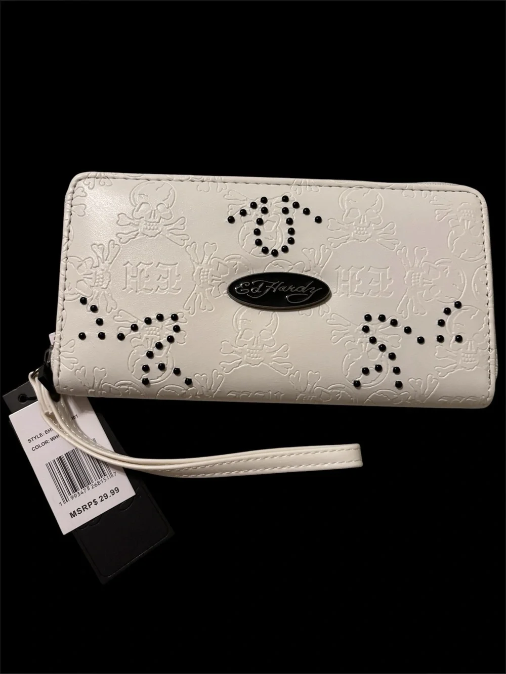 Ed Hardy | Bags | Ed Hardy White Ziparound Long Wristletwallet Nwt